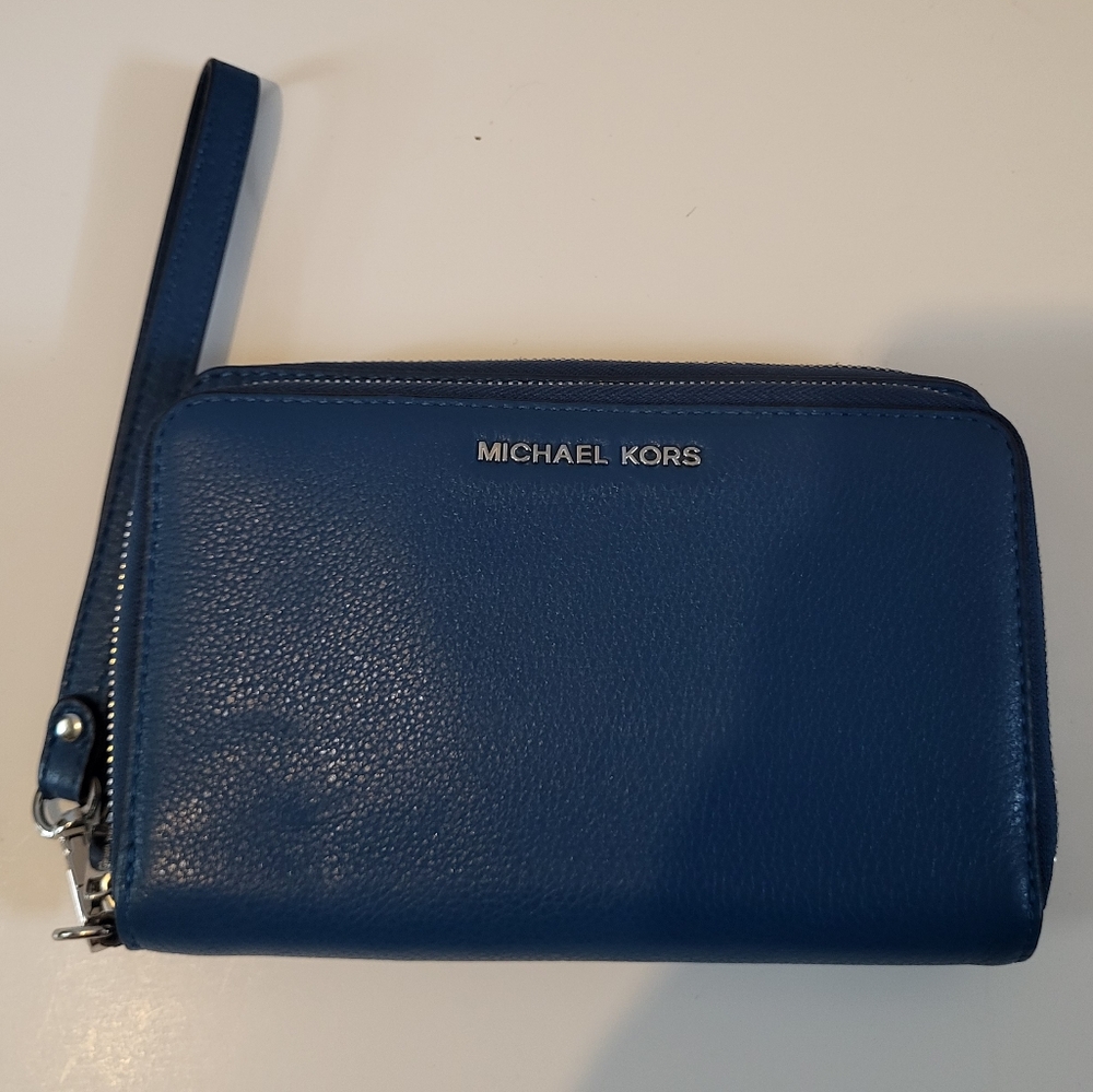 Blue Michael Kors Wristlet
